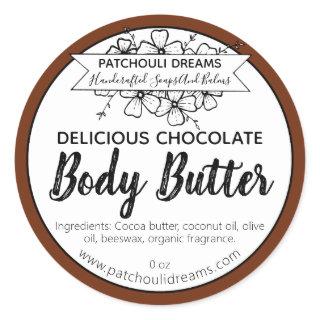 Customizable Chocolate Body Butter Label Handmade
