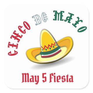 Customizable Cinco de Mayo May 5 Fiesta Square Sticker