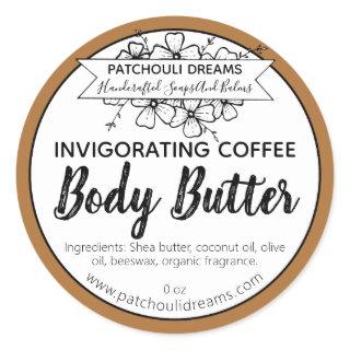 Customizable Coffee Body Butter Label Handmade