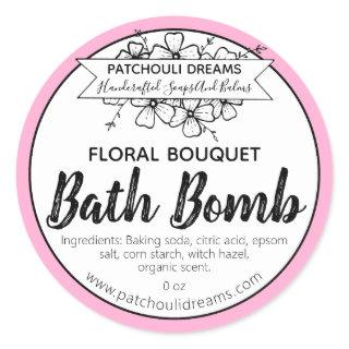 Customizable Floral Bath Bomb Label Handmade