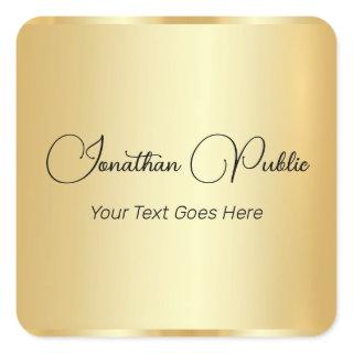Customizable Gold Look Calligraphy Script Template Square Sticker