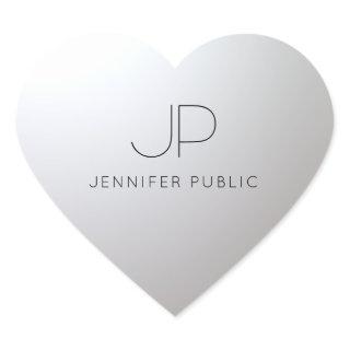 Customizable Gold Silver Template Initial Monogram Heart Sticker