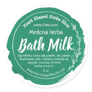 Customizable Handmade Herbal Bath Milk Label