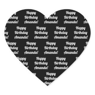 Customizable Happy Birthday Text | Black & White Heart Sticker