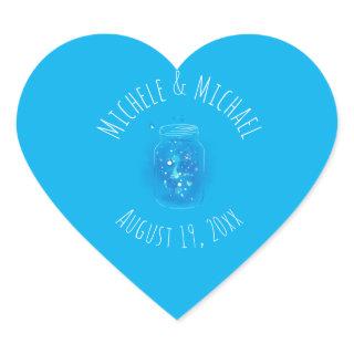 Customizable Heart Shape Wedding Firefly Mason Jar Heart Sticker