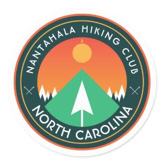 customizable hiking club mountain patch  classic r classic round sticker