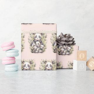 Customizable Kawaii Panda Bear Family Dusty Pink