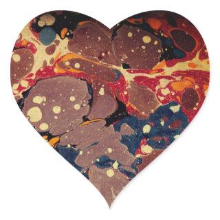 Customizable Marbleized Paper / Flow Painting Heart Sticker