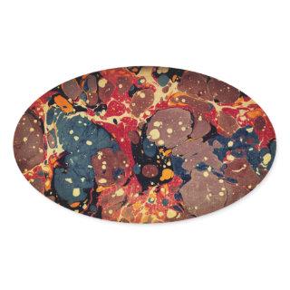 Customizable Marbleized Paper / Flow Painting Oval Sticker