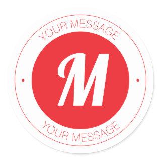 Customizable Monogram & Circular Text Template Classic Round Sticker