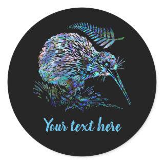 CUSTOMIZABLE NEW ZEALAND KIWI PAUA ROUND STICKER