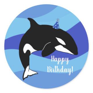 Customizable Orca Killer Whale  Birthday  Classic Round Sticker