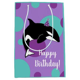 Customizable Orca Killer Whale Birthday  Medium Gift Bag