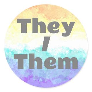 Customizable Pronoun Boho Genderfaun Pride Flag Classic Round Sticker