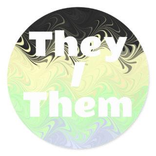 Customizable Pronoun Groovy Cassgender Pride Flag Classic Round Sticker