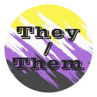 Customizable Pronoun Zigzag Nonbinary Pride Flag Classic Round Sticker