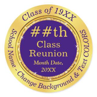 Customizable, Purple Gold, Class Reunion Stickers