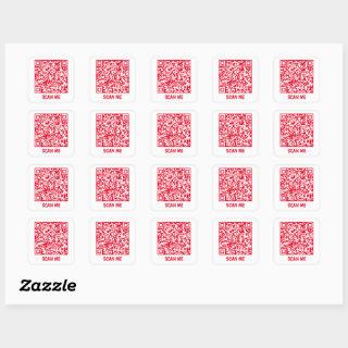 Customizable QR code SCAN ME red Square Sticker