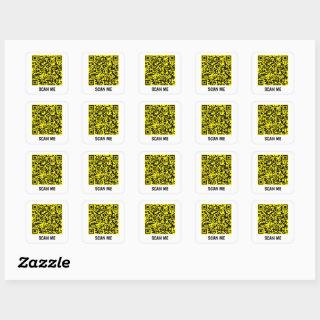 Customizable QR code SCAN ME yellow Square Sticker