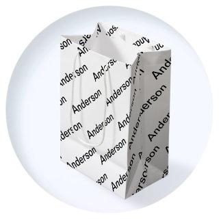 Customizable Repeating Text Modern White & Black Medium Gift Bag