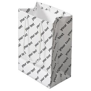 Customizable Repeating Text Modern White & Black Medium Gift Bag