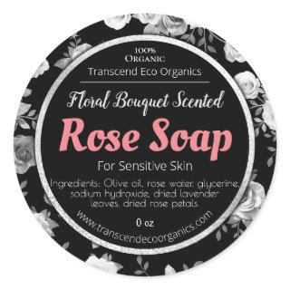 Customizable Rose Soap Label Handmade Business