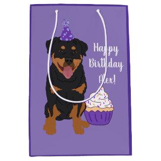 Customizable Rottweiler Birthday Medium Gift Bag