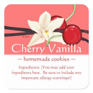 Customizable Square Cherry Vanilla Stickers
