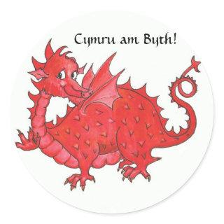 Customizable Stickers with Cute Welsh Red Dragon