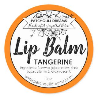 Customizable Tangerine Lip Balm Label Handmade