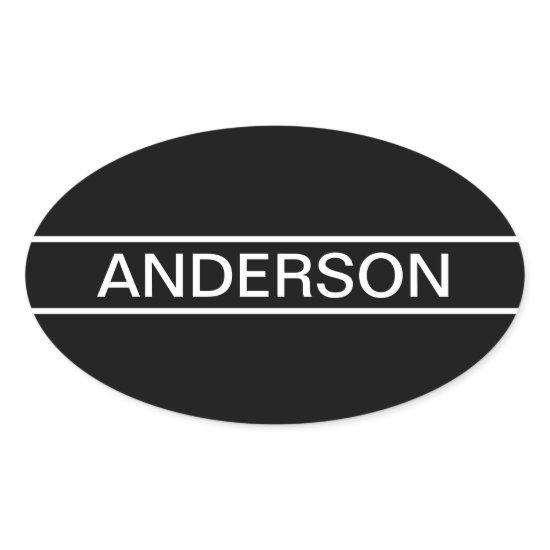Customizable Text | Bold Modern Black & White Oval Sticker