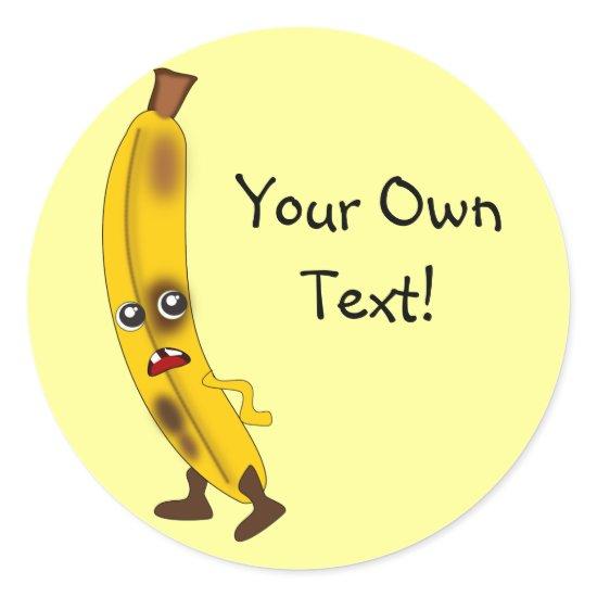 Customizable Text Cartoon Banana Classic Round Sticker