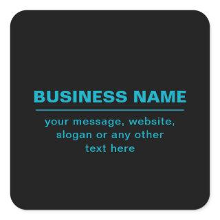 Customizable Text for Business Etc. Editable Black Square Sticker