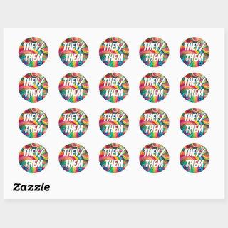 Customizable They/Them, She/Her, Rainbow Pronouns  Classic Round Sticker