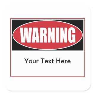 Customizable Warning Sign Square Sticker