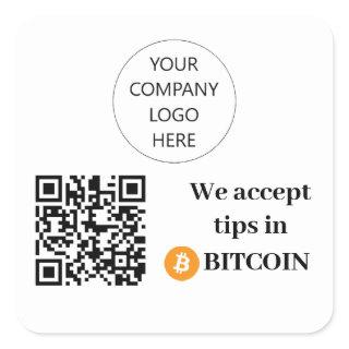 Customizable We Accept Tips in Bitcoin Sticker