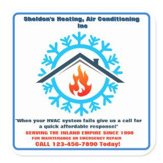 Customize HVAC  Company Furnace AC Unit Advert 2 Square Sticker