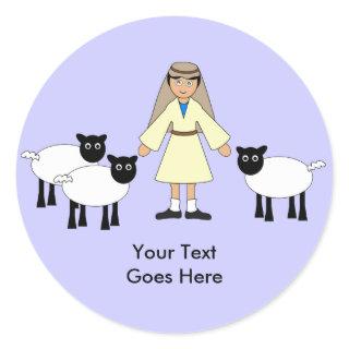 Customize Me -- Children's Nativity Shepherd Boy Classic Round Sticker