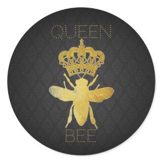Customize QUEEN BEE Damask Gold Gift Stickers