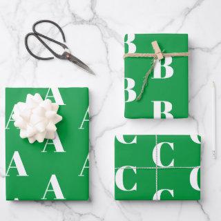 Customize w/Initial monogram Letter green white  Sheets