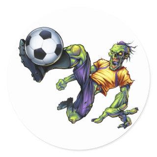 Customize Zombie Scary Halloween Soccer Player Classic Round Sticker
