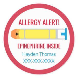 Customized Allergy Alert Epinephrine Inside Kids Classic Round Sticker