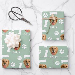 Customized Dog Pet Photo & Name Sage Green  Sheets