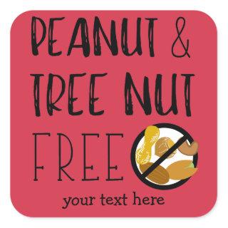 Customized Peanut and Tree Nut Free Red Stickers