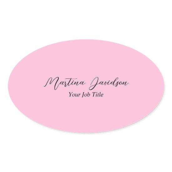 Customized Unique Pink Creative Handwriting Oval Sticker