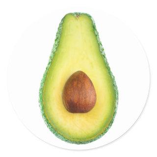 Cut avocado fruit classic round sticker