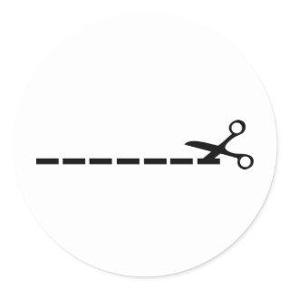 cut scissors icon classic round sticker