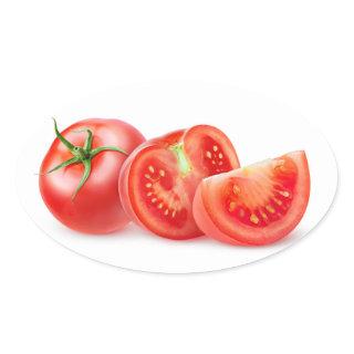 Cut tomato oval sticker