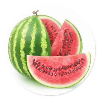 Cut watermelon classic round sticker