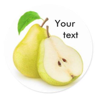 Cut yellow pears classic round sticker